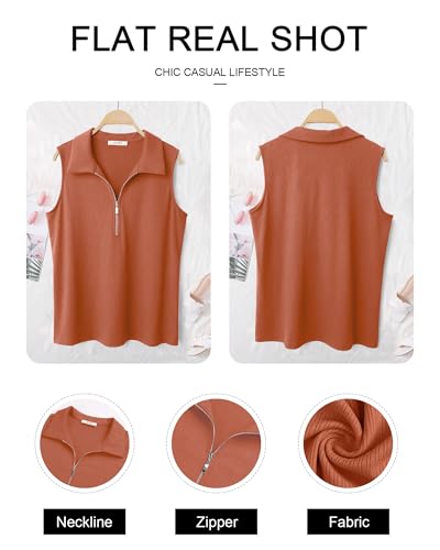 Vivilli Boho Tops for Women: Camisole Tops for Women Tank Tops Orange Top Women's Clothing Womens Summer Top Trendy 2025 Sleeveless Blouses Dressy Casual Ribbed Knit Fall Vest Teacher Outfits Coral M