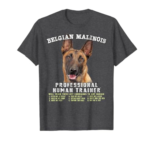 Belgian Malinois Dog Professional Human Trainer T-Shirt, Men, Dark Heather Grey, XX-Large