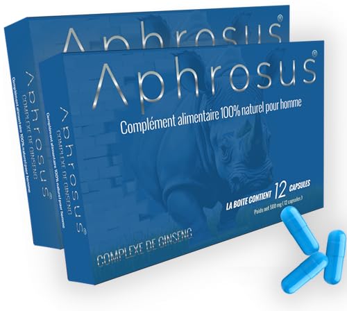 Aphrosus Complément alimentaire pour hommes à base de ginseng- Augmentation de l'énergie- Effet super puissant et prolongé -12 gélules (Pack of 2)