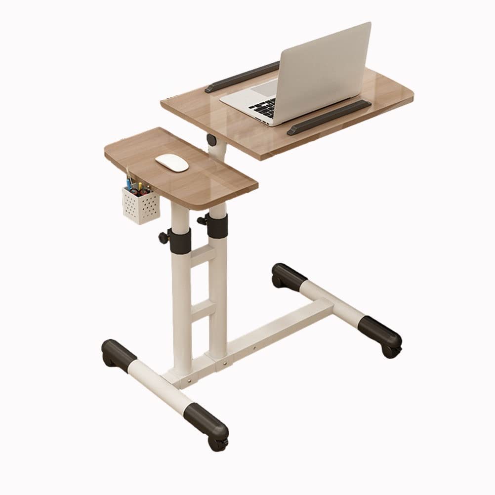 Generic Overbed Table Portable Desk for Laptop with Wheels Adjustable Height Tilt Top and Mobile Rolling Stand Tilting