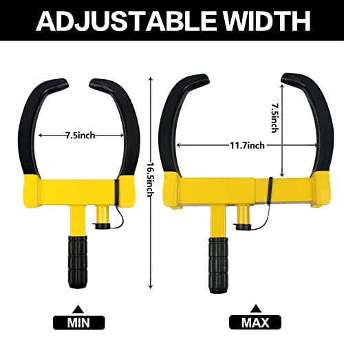 Kaycentop RC L2015 Wheel Clamp Lock Universal Security Tire Lock Anti Theft Lock Fit Most Vehicles Max 10 Inch Tire Width And 7 Inch Reach For Trailers Suv Boats Atv'S Motorcycles Golf Cart Great Deterrent Bright Yellow/Black thumb #4