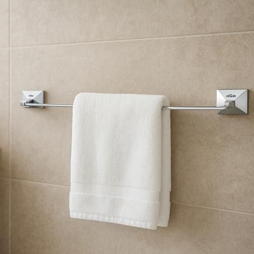 Image of ARQUIN ARQUIN Round 304 Stainless Steel 24 Inch Towel Rod | Towel Rack for Bathroom | Towel Bar Hanger Stand | Bathroom Accessories Set | Silver with Chrome Finish | 15 kg Load Capacity Vento