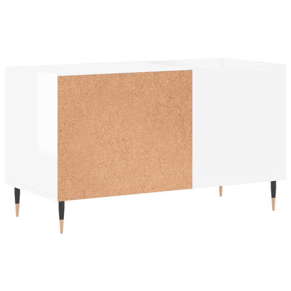 Armadio per dischi in vinile bianco lucido, 85 x 38 x 48 cm, in legno e ferro, scaffale in vinile per dischi e giradischi, armadio per fono