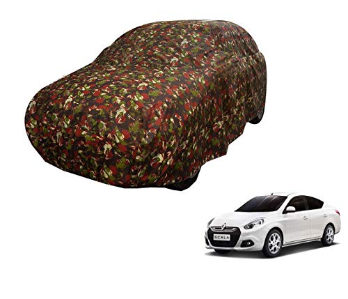 Image of Auto Hub Car Cover Compatible with Renault Scala with Weather Proof, Triple Stitched, Scala Car Cover Jungle Look