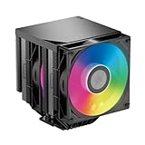 PCCOOLER Refroidisseur de processeur, 7 caloducs, double ventilateurs PWM de 120 mm, pour AMD : AM4 AM5/Intel LGA 1700/1150/1151/1200/1851 (RT720 TC ARGB BK)