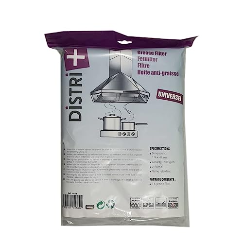 Distri+ - Filtre universel anti-graisse pour hotte à découper à la taille - 114 x 47 cm - anti-odeur - compatible avec AEG, Bosch, Whirlpool