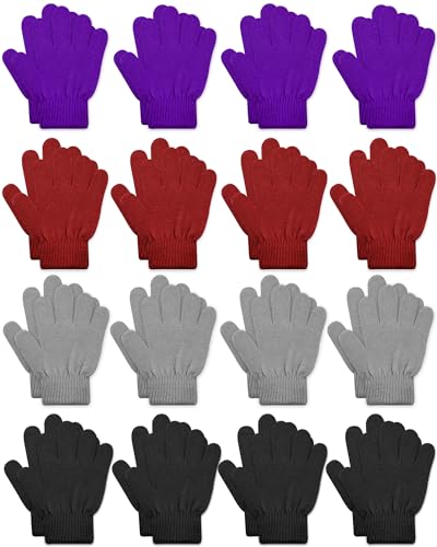 Image of ONESING 16 Pairs Kid Gloves Knitted Children Gloves Bulk for Boys Girls - Stylish and Snug Winter Accessories