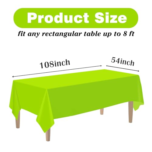 Image of Kopokita 6 Pack Lime Green Plastic Tablecloths Disposable 54 x 108 Inch