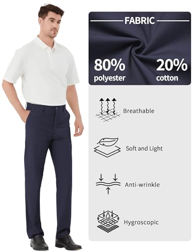 Image of Men's Tall Classic Fit Flex Flat Front Dress Pants Formal Pants for Business & Office