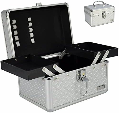 Maleta Para Maquiagem e Joias Frasqueira Escamas Prata CBRN12909