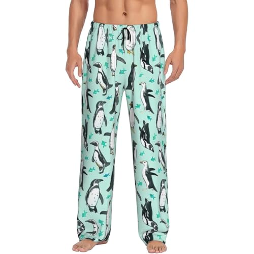 Pantalon de pyjama pour homme EdWal avec imprimé pingouins mignons taille XL noir