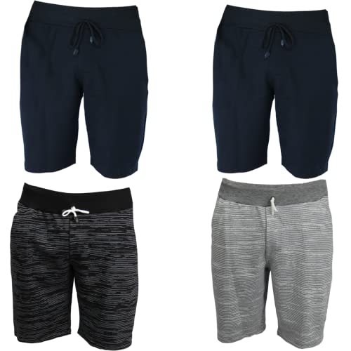 KIT 4 Bermudas Moletom Masculino PRETO-PRETO- PRETO MESCLA- CINZA MESCLA G