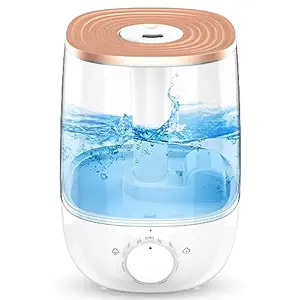 HLS 3.5L Cool Mist Humidifiers for Large Room Home,Top Fill Ultrasonic Air Humidifier for Bedroom 23dB Whisper Quiet Waterless Auto-Off,29 Hours Air Vaporizer Humidifier with 2 Mist Model for Office Baby Kids