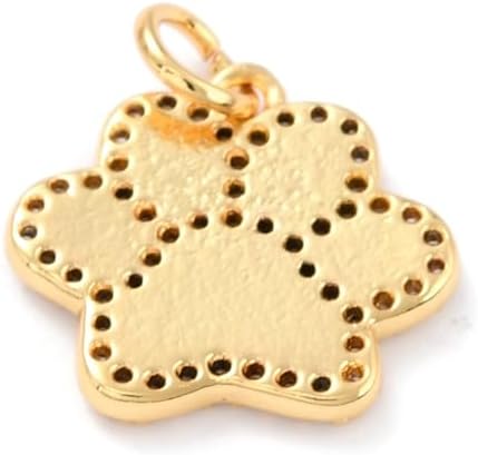 [BEROZA] 10個 マイクロパヴェキュービックジルコニア 犬の足跡 チャーム ゴールデンカラー 動物 足跡 ペンダント DIY