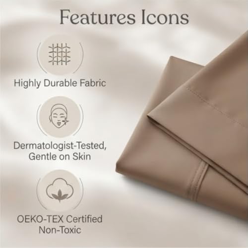 Image of Egyptian Cotton Feel Double Size Flat Bedsheet with 2 Pillow Covers | 1000 TC Soft & Breathable | Taupe Solid Pattern for Bedrooms and Hotels Use (Size: 60 x 100 Inch)