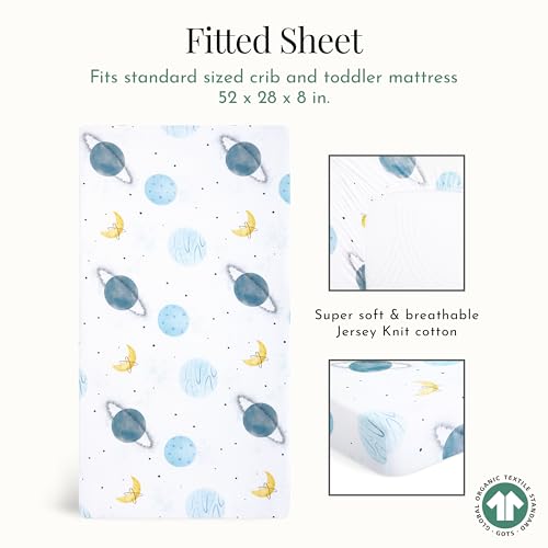 Image of Evolur Space Adventure 3 Piece Toddler Bedding Set, Super Soft and Breathable Toddler Bedding, Machine Washable, Includes Fitted Sheet, Comforter and Pillow Case