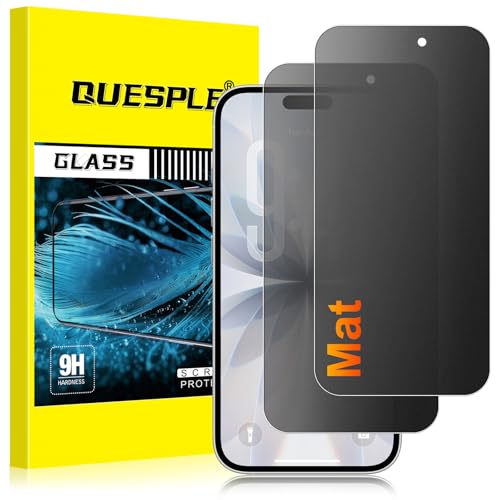 QUESPLE [2 Pièces] Mat Verre Trempé Anti-Espion pour iPhone 17, Anti-empreintes, Anti-éblouissement Matte Film Protection écran, Dureté 9H, Sans Bulles...