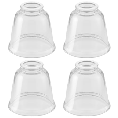 Image of Modern Clear Glass Lampshade 4 Pack,2-1 /8 inch Fitter, 4-5 /8 inch Diameter ,4-1 /2 inch Height, Replacement Lampshades For Ceiling Fans With Lights,For Living Room Bedroom Kitchen (Clear Glass(A))