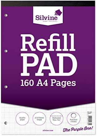 Silvine A4 Refill Pad - 2/10/20 mm Graph (160 Pages) Single