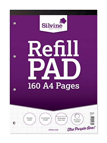 Silvine A4 Refill Pad - 2/10/20 mm Graph (160 Pages) Single White