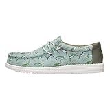 HEYDUDE Men's Wally Bluewater Iceberg Green Size 13 Slip-On Shoes, Lightweight Breathable Canvas with Slip-Resistant Traction for Daily Wear