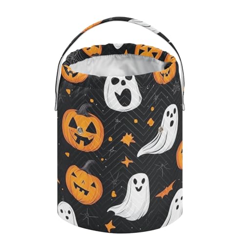 Image of Tatenale Crochet Bag Yarn Bag Knitting Project Bag with Pockets and Handle Portable Yarn Storage Organizer Tangle Free 8.3x11 InchGothic Halloween Ghost Pumpkin and Spider Web04