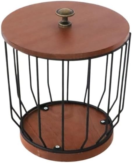HUFFA Wrought Iron Basket with Lid Sundry Storage Basket Cafe Coffee Stand Kitchen Living Room Storage Basket (Color : Black Covered)