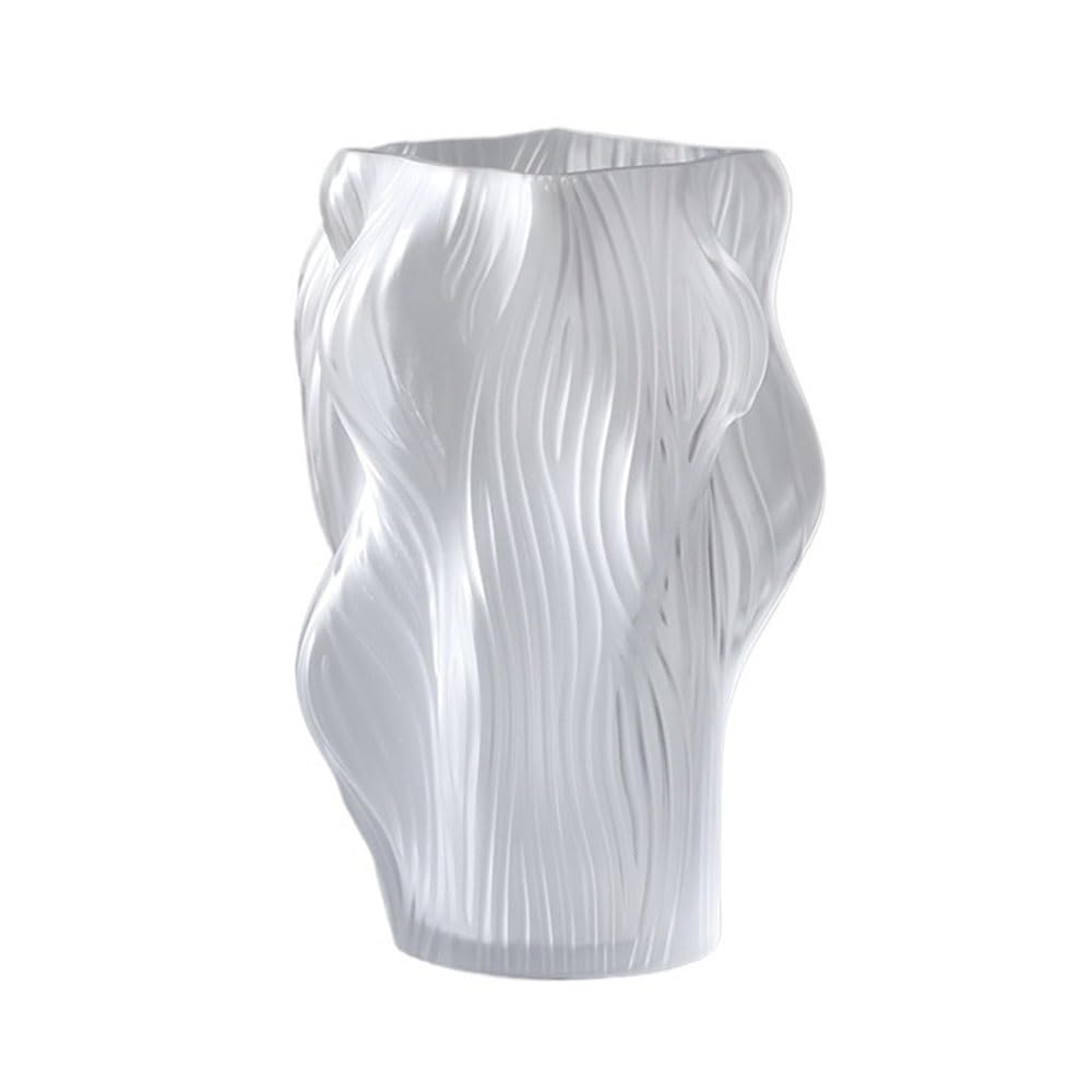 B3f7m4r9j2 One Color Vase Frosted Transparent Glass Vase Hydroponic Flower Arrangement Dried Flowers Artificial(Small)