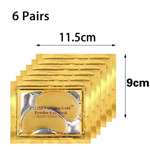 6 Paare 12 Stück Augenpads,Eye Patches,Eye Pads,Augen Pads,Augenpads Gegen Augenringe,Augenpads Gegen Falten,für Augenpflege,Anti-Falten,Augenringe entfernen,Gold