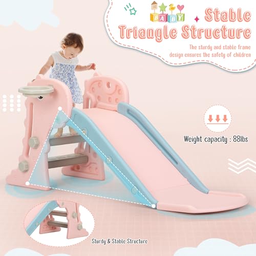 image for Nyeekoy 3 in 1 Toddler Slide, Baby Slide Climber Folding Playset with 