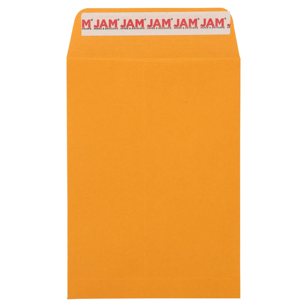 JAM PAPER 5 1/2 x 7 1/2 Open End Catalog Recycled Envelopes with Peel and Seal Closure - Brown Kraft Manila - 50/Pack