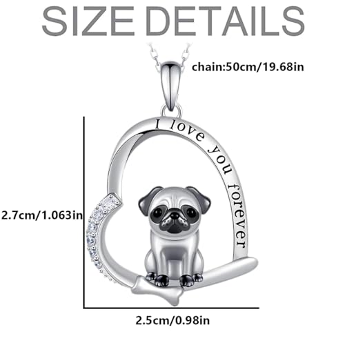 jtkhaweh Halskette Ketten Schmuck Herren Frauen Anhänger Necklace Kreative Süße Herzförmige Mops-Anhänger-Halskette Für Frauen