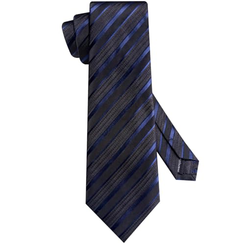 Image of Hi-Tie 70 inches Ties for Men Silk Extra Long Necktie and Pocket Square Cufflinks Set Men Big and Tall Tie Business
