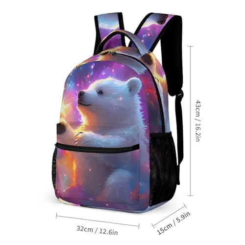 Polar Bear And Stars Travel Backpack Casual Daypack Shoulder Bag with Adjustable Shoulder Straps2