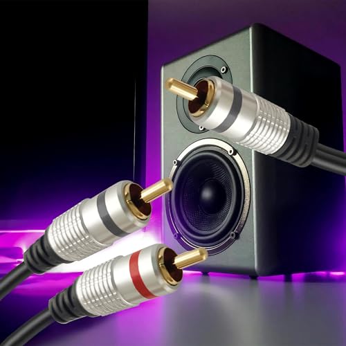 Image of MX Audio Cable 1 RCA Male to 2 Male Splitter, Gold-Plated Connectors, Dual-Shielded Y Adapter for Subwoofer, Home Theater, Amplifier, Hi-Fi Stereo Systems