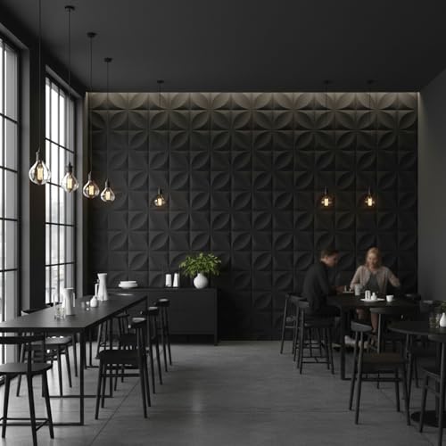 Image of Kayra Decor Wall Panels for Bedroom Butterfly Design Black Color 19.7 inch x 19.7 inch (Pack of 18) - Covers 48.51 Sq. Ft.