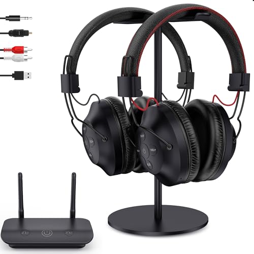 LETSACTIV Dual Wireless Kopfhörer zum Fernsehen mit Sender und Headset-Ständer, 196ft Reichweite...
