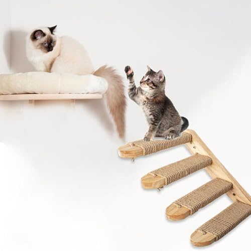 Échelle d'escalade en bois robuste pour chat, structure murale stable - 3