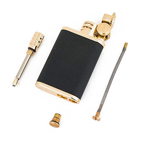 2 In 1 Lighetr Permanent Match Antique Style Flint Wheel Kerosene Lighter With Permanent Match (Matte Black) #TOP6