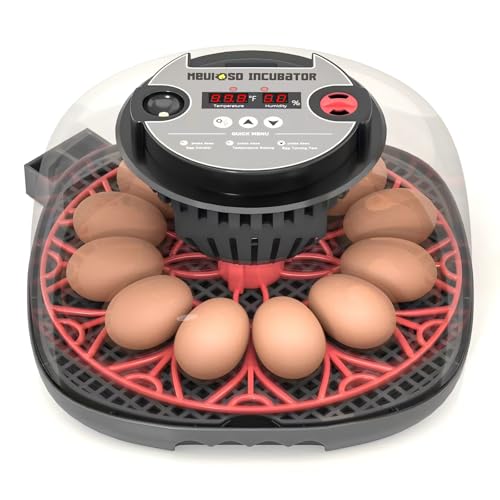 Meuiosd 12-24 Egg Incubator with Humidity Display, Egg Candler, Automatic Egg Turner, for Hatching Chickens Duck Quail Parrot