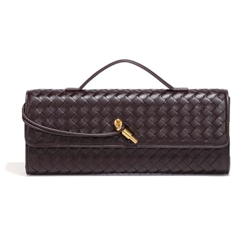 Dreubea Women's Handmade Woven Evening Bag Casual Leather Shoulder Handbag Fashion Crossbody Clutch Purse Grape Purple Cover