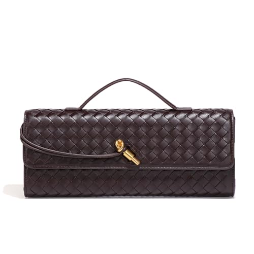 Dreubea Women's Handmade Woven Evening Bag Casual Leather Shoulder Handbag Fashion Crossbody Clutch Purse Grape Purple