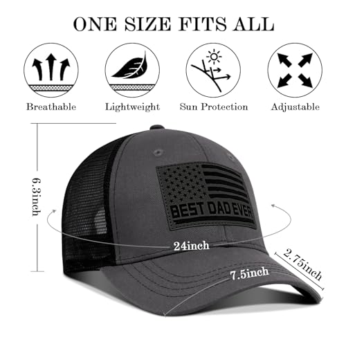 Image of Best Dad Ever American Flag Dad Hat - Adjustable Cotton Baseball Cap for Father's Day, Birthday Gifts from Daughter Son