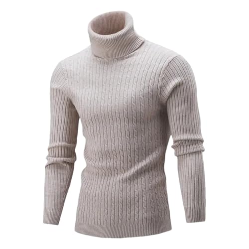 Men Winter Fashion Knitted Sweaters Wool Turtleneck Long Sleeve Top Slim High Neck Sweater