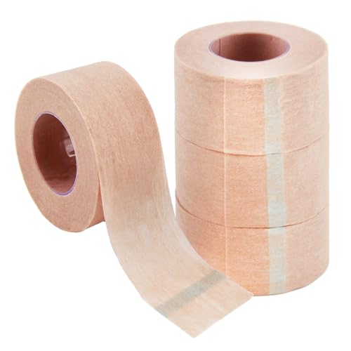 SELURK Cinta Microporosa 4 Rollos - 2,5cm x 9,14m Adhesivo Médico Transpirable para Pieles Sensibles, Ideal para Vendajes, Maquillaje y Deporte - Color Carne