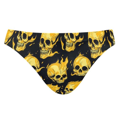 Skull Fire Mens Swimwear Swim Briefs Bikini Swimsuit for Summer Beach L B0404428