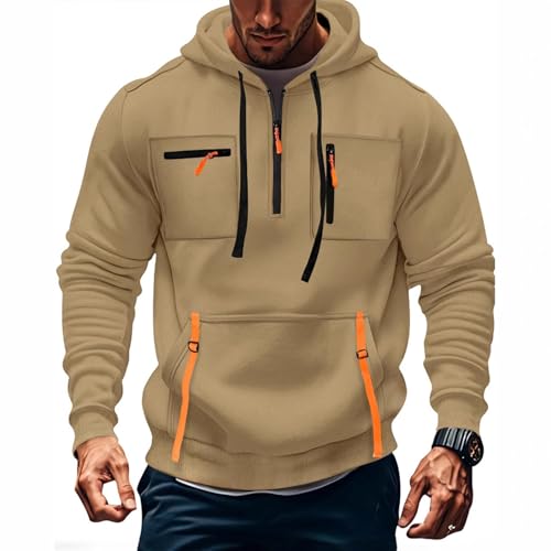Ymosrh Men's Hoodies, Athletic Workout Gym Hoodie Long Sleeve Tactical Hooded Sweatshirts Pullovers, M-3XL