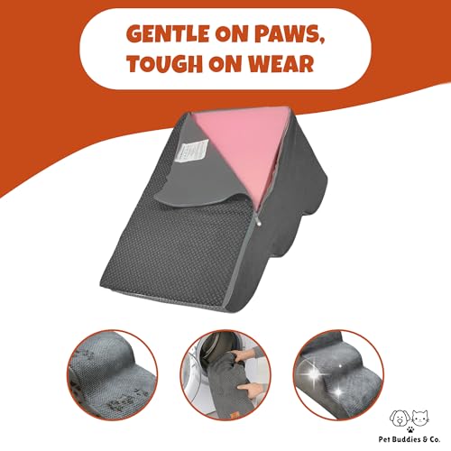 Dog Steps for Bed – Non-Slip Dog Steps for Sofa, High Density Foam Pet Stairs for Small Dogs & Cats – Removable Washable Cover – Grey 3 Step (60 × 40 × 40 cm) - Image 6