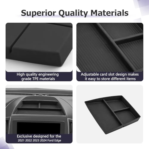Image of LUWU for 2024 Edge Dashboard Storage Tray - 2021 2022 2023 2024 Ford Edge 12-inch Behind Screen Organizer Center Console Display Box Dash Tray Edge 2024 Accessories (Only for 12 inch Screen)
