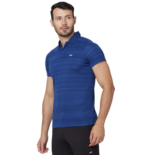 Image of berge' Mens Polyester Dry Fit Collar Wave Stripe Polo Tshirts for Men, Quick Drying & Breathable Fabric, Gym Wear & Workout Tees|Collar Tshirt for Men|Slim Fit Half Sleeve Tshirt|Polo Neck Tshirts